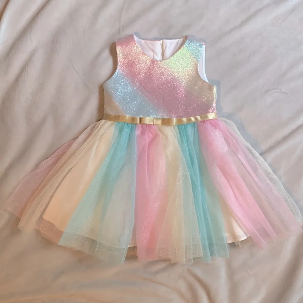 Bonnie baby party rainbow dress tulle tutu style shimmer top size 24 months